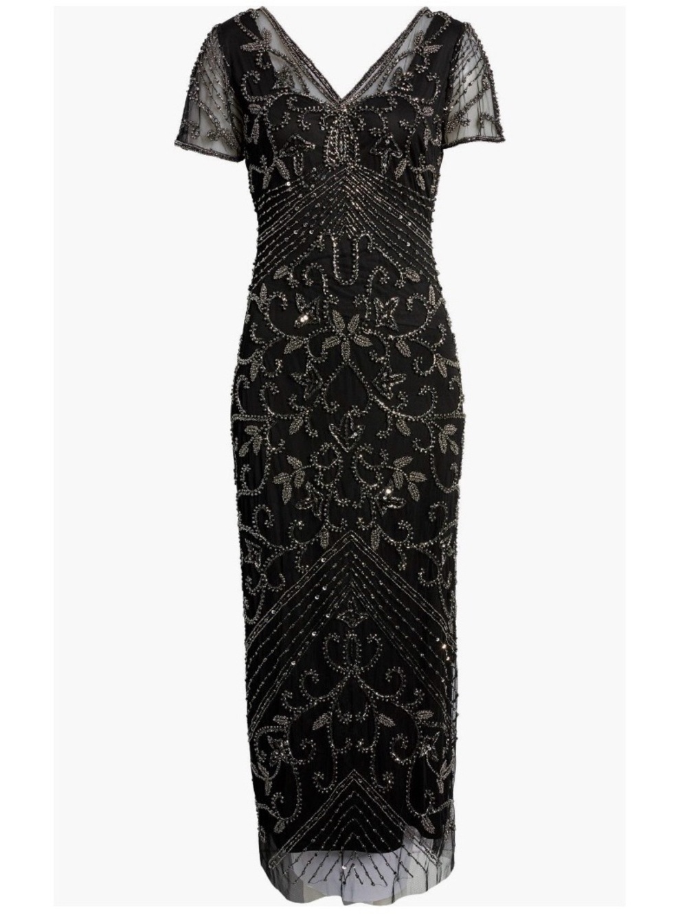 Pisarro Nights Black Maxi Dress with Mercury Beading - Picture 5 of 13
